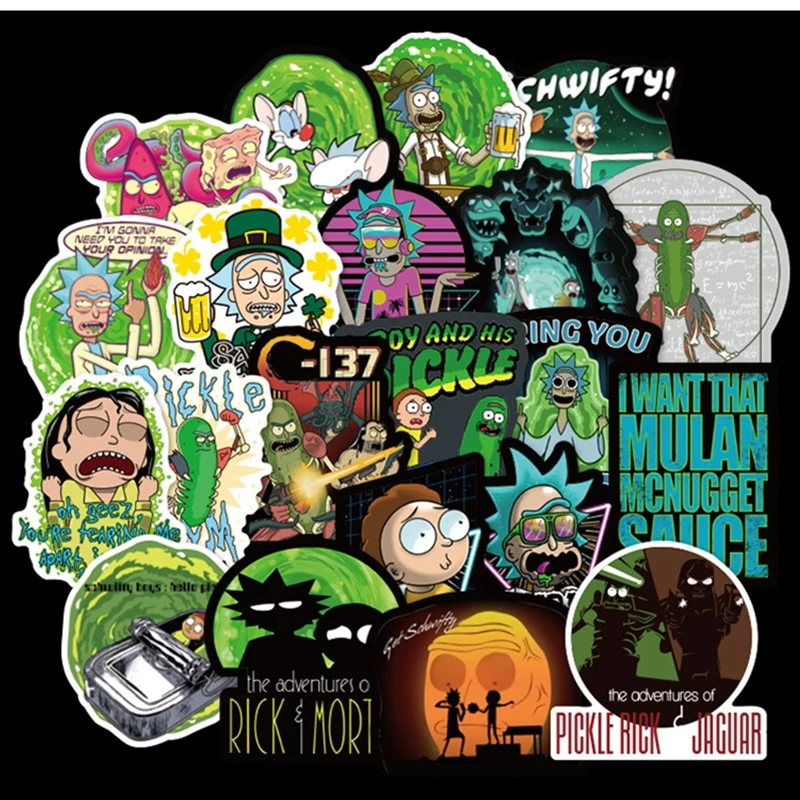 50 100 шт., наклейки с изображением американской драмы Рика и Морти, наклейки для сноуборда, багажа, автомобиля, холодильника, наклейки для ноутбука - Цвет: RuiKe-100PCS-2