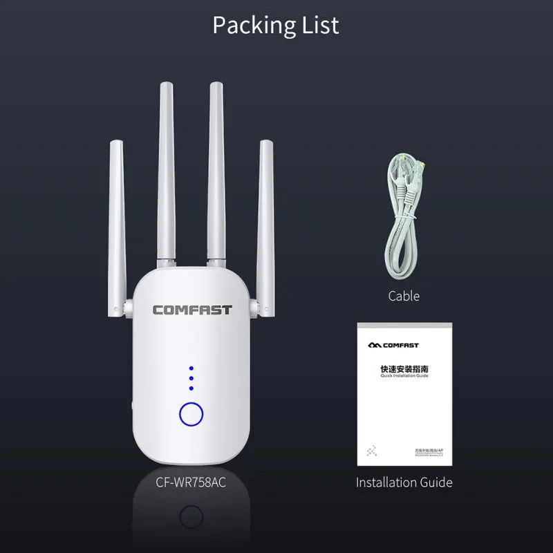 

High-Quality Dual-Band Signal Boosters 1200m Wireless Repeater 5G Four-Antenna Wifi Signal Boosters Amplifier