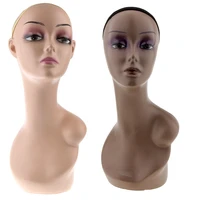 2 pieces female mannequin manikin head model wig glasses hat display stand with shoulder bust net cap