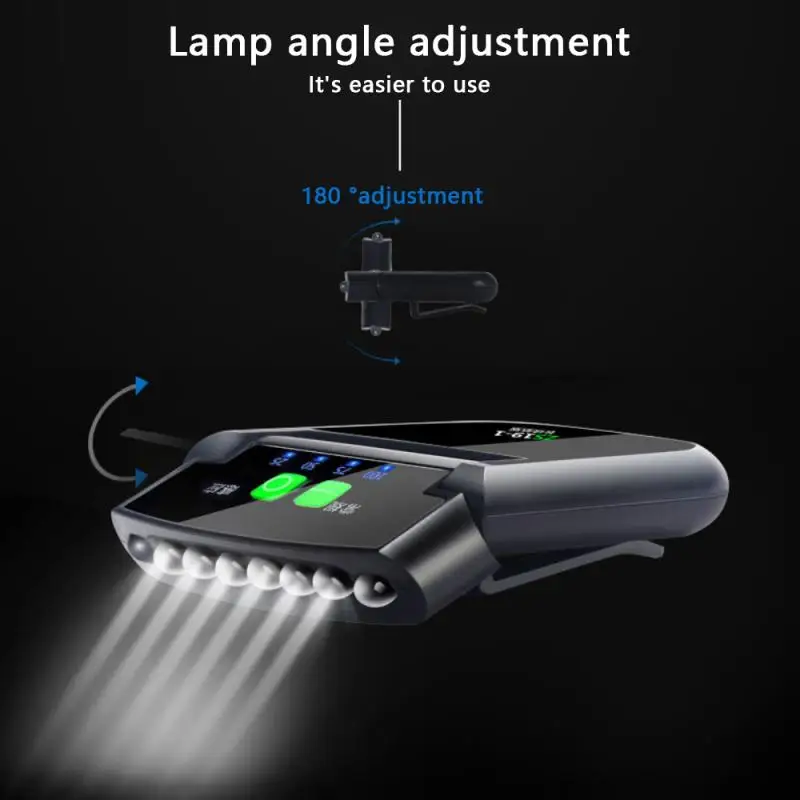 

6 LED Clip-on Headlamp Adjustment Rechargeable Sensor Cap Hat Lamp Waterproof IP64 Headlight Torch Light Built-in Battery