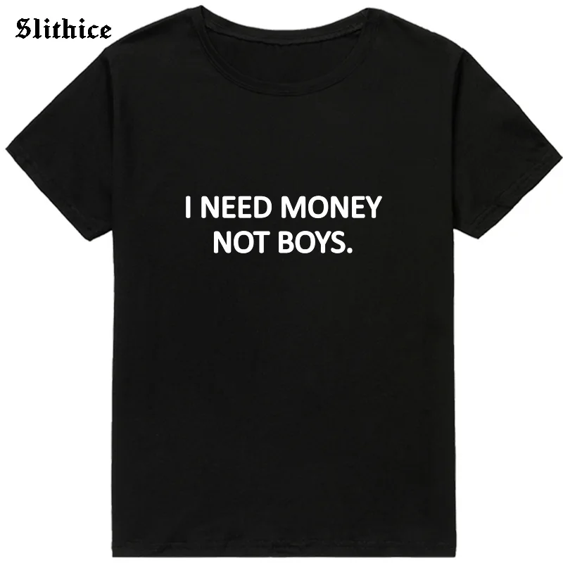 Женская летняя футболка с надписью I NEED MONEY NOT BOYS | одежда