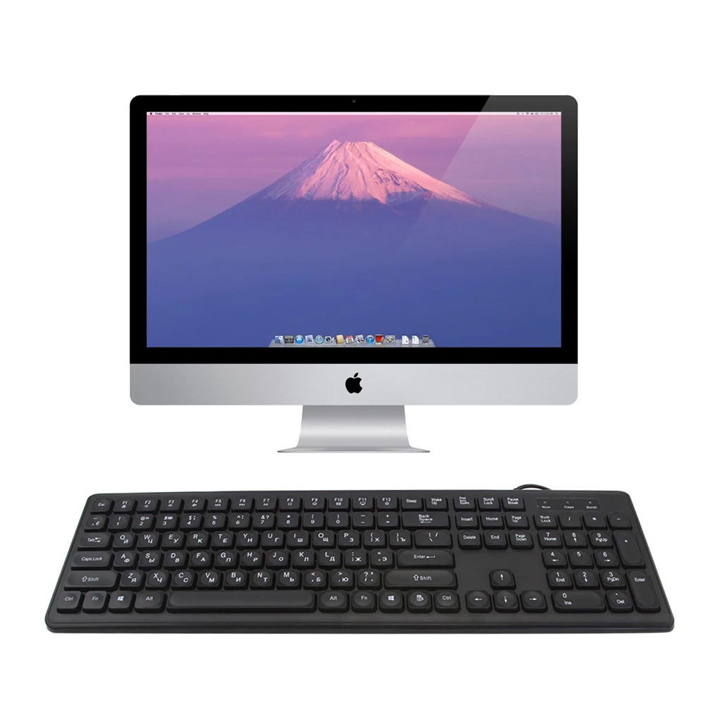

CHYI USB Wired Russian Silent Keyboard 108 Keys Computer Ergonomics Multimedia Black Keypads For Desktop Laptop