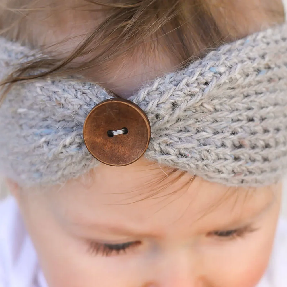 Зимняя однотонная вязаная детская лента для волос маленьких мальчиков и девочек