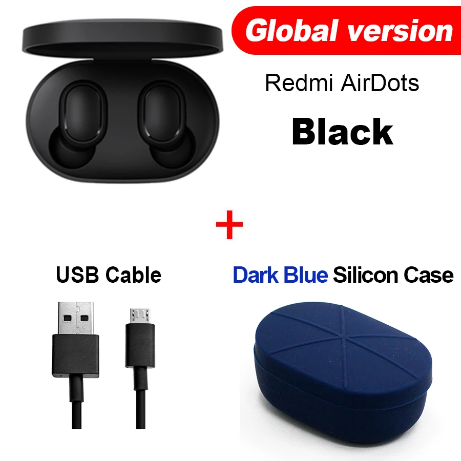 GB Cabl Dk Blue Case Оригинальные беспроводные наушники Xiaomi Redmi Airdots TWS, наушники с громкой связью, голосовое управление, Bluetooth 5,0, шумоподавление, управление AI - Цвет: GB Cabl Dk Blue Case