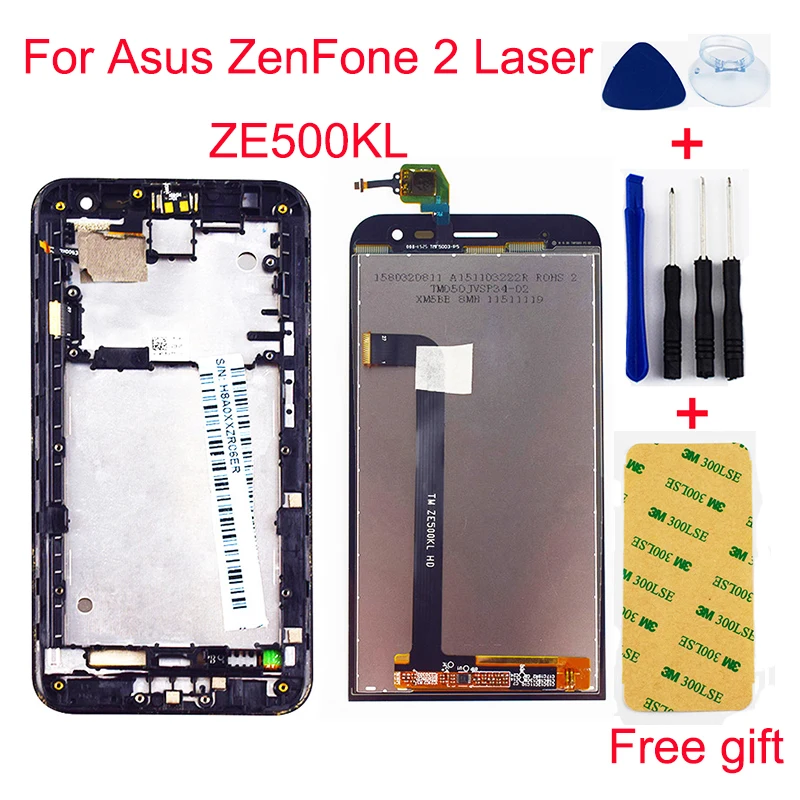 ЖК-дисплей для Asus ZenFone 2 Laser ZE500KL ZE500KG Z00ED ЖК-дисплей панель монитор Сенсорный экран дигитайзер сенсор сборка Рамка