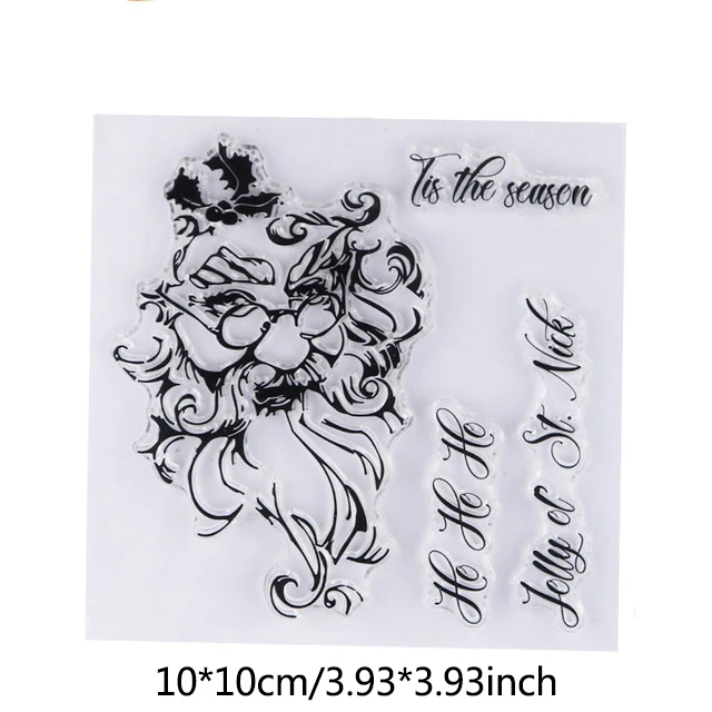 santa stamp Рождественские штампы Санта-Клауса, дерево, ясный штамп, снежинка, олень, резиновые силиконовые штампы, печать для DIY, бумажные карточки для скрапбукинга - Цвет: santa stamp