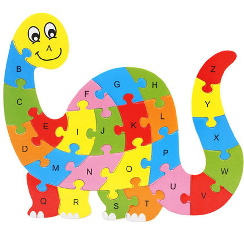 

Children's English 26 Alphabet Letter Cognitive Beginnings Cartoon Animal Jigsaw Puzzle Wooden Blocks Jigsaw Kids Montessori Toy