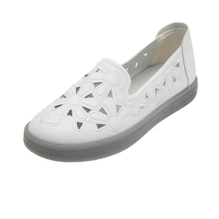 

2021 New Women's Casual Shoes Hollow Out Ladies Lofers Leather Breathable Females Flats Shoes Slip on Moccasins Zapatillas Mujer