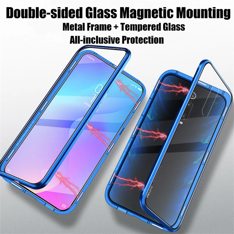 Двухсторонний магнитный металлический чехол для Xiaomi Mi 9 SE 8 CC9 A2 A3 Lite F1 MAX 3