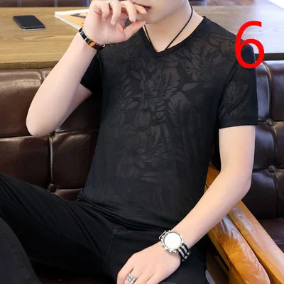 

Short-sleeved t-shirt male Korean version of the self-cultivation cotton tight white shirt thin section