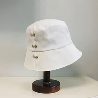 womens summer hat cotton bucket hat solid color sun protection cap female crystal decoration flat top beach packable sun hat