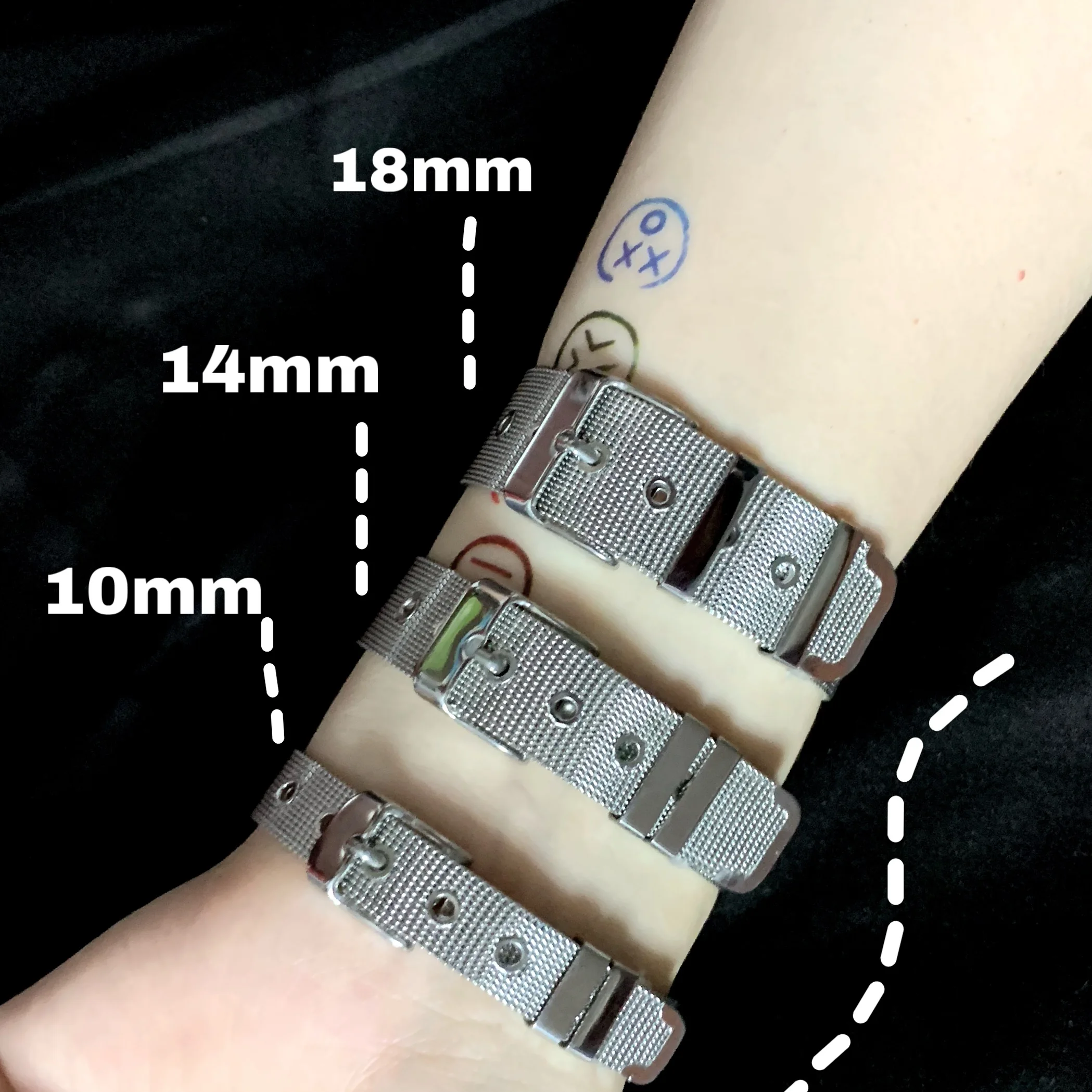 

HZ Punk Minimalist Stainless Steel Black Watch Belt 8-18mm Wide Adjustable Titanium Steel Hip Hop Bracelet for Women Men Couple
