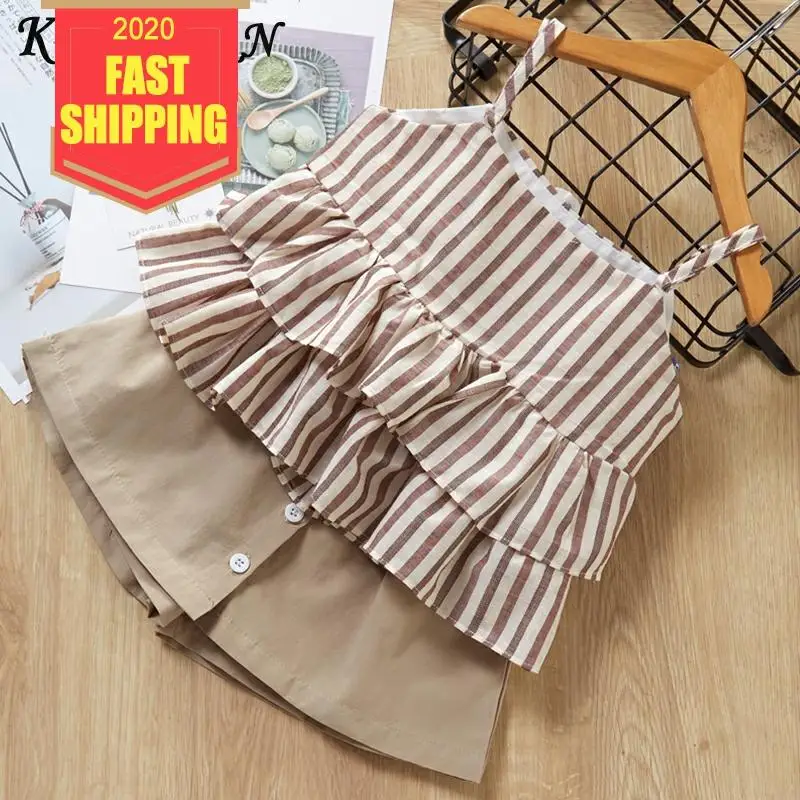 Keelorn/комплекты одежды для девочек Летняя детская одежда малышей 2020 Полосатая