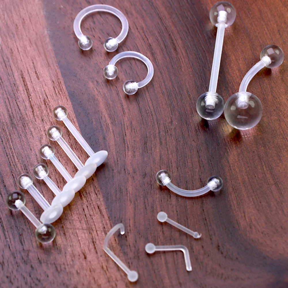 JUNLOWPY пирсинг фиксатор прозрачный Bioflex пластик 14 г 16 нос в язык бровь Tragus пупок