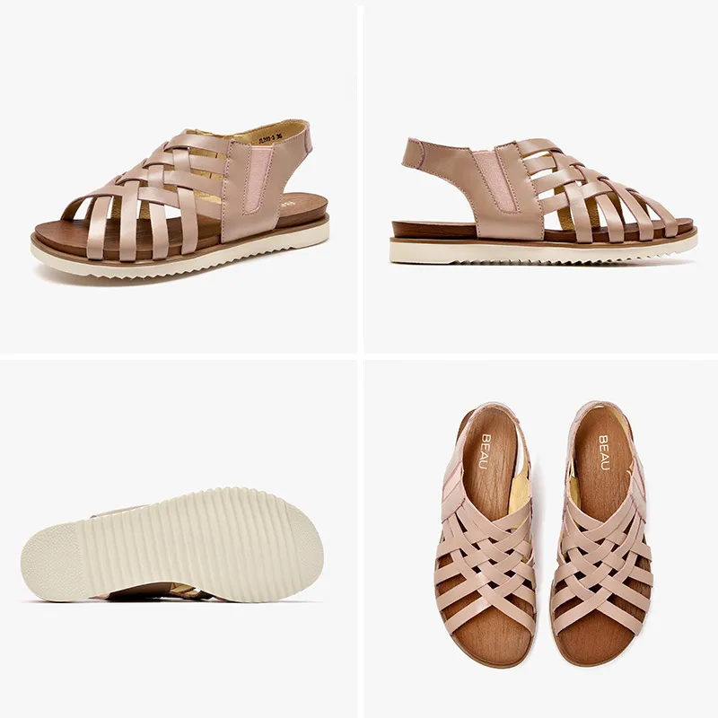 Женские сандалии гладиаторы BeauToday летние туфли из натуральной телячьей кожи на