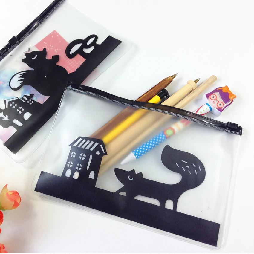 1 шт./лот новинка полупрозрачный чехол для карандашей на молнии студентов четыре