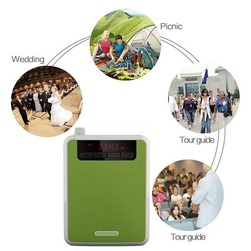 Rolton K300 мегафон портативный 5 Вт FM звукозапись голосовой усилитель микрофон для