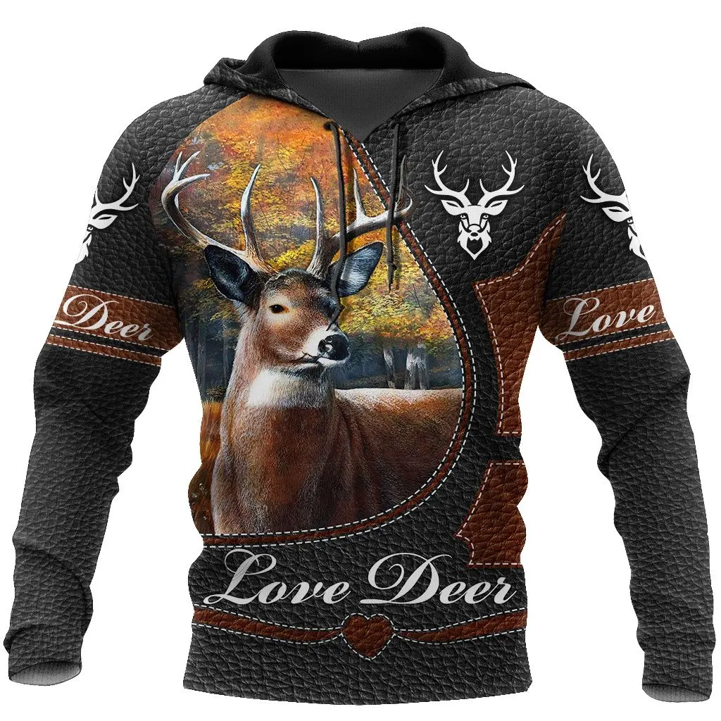 

New Maple Leaf Camouflage 3D Hoodie Men's Women's Outdoor Deer Pattern Camping Hunting Unisex Hooded Jacket Top/zipper 3