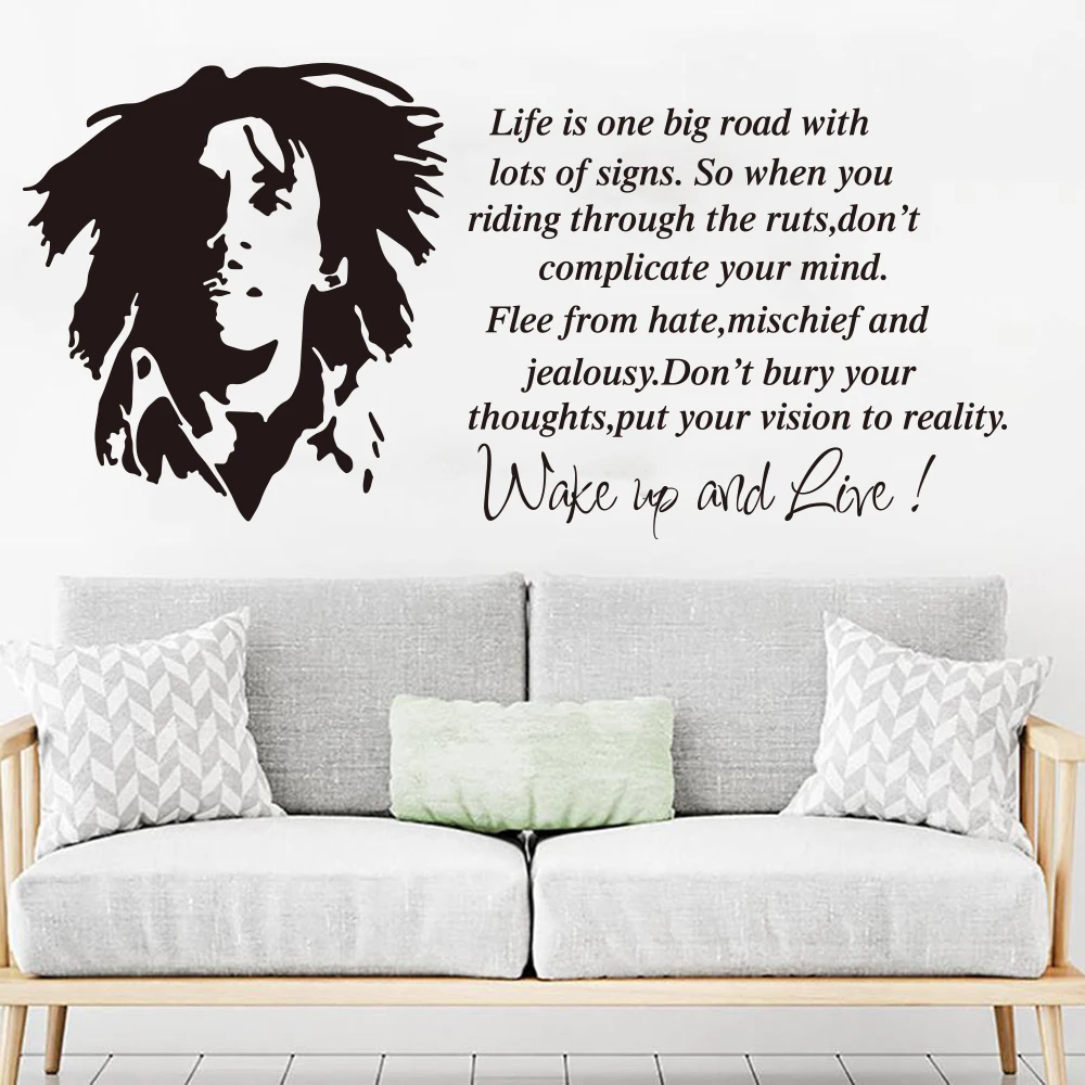 

Bob Marley Wake up and Live Lyric Wall Decal Bedroom Music Bob Marley Inspirational Quote Wall Sticker Living Room