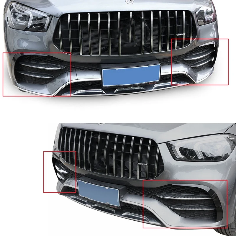 

4Pcs/Set Carbon Fiber Car Sticker Front Bumper Grille Fog Light Trim Cover for Mercedes Benz GLS450 2020