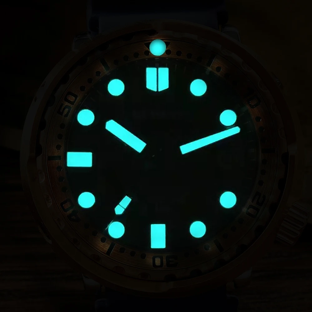 Часы San Martin Мужские автоматические механические бронзовые светящиеся с