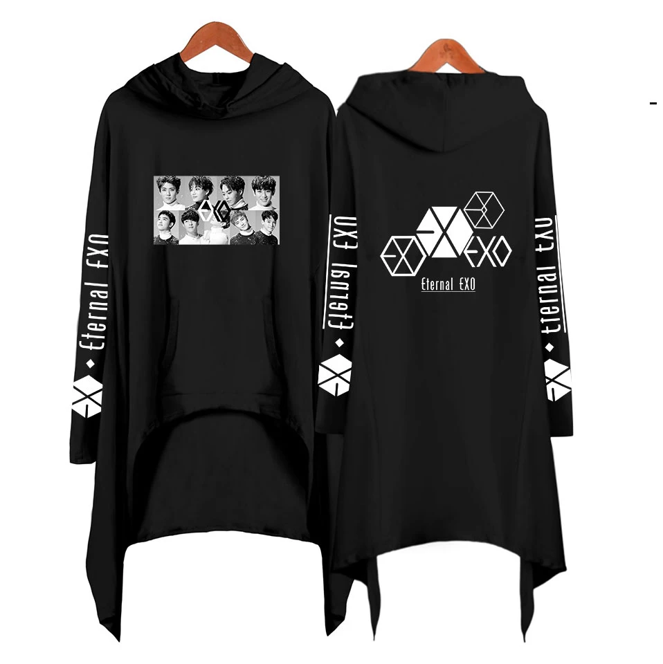 Cool EXO Ablum/длинные толстовки с буквенным принтом для женщин свитшоты женские топы