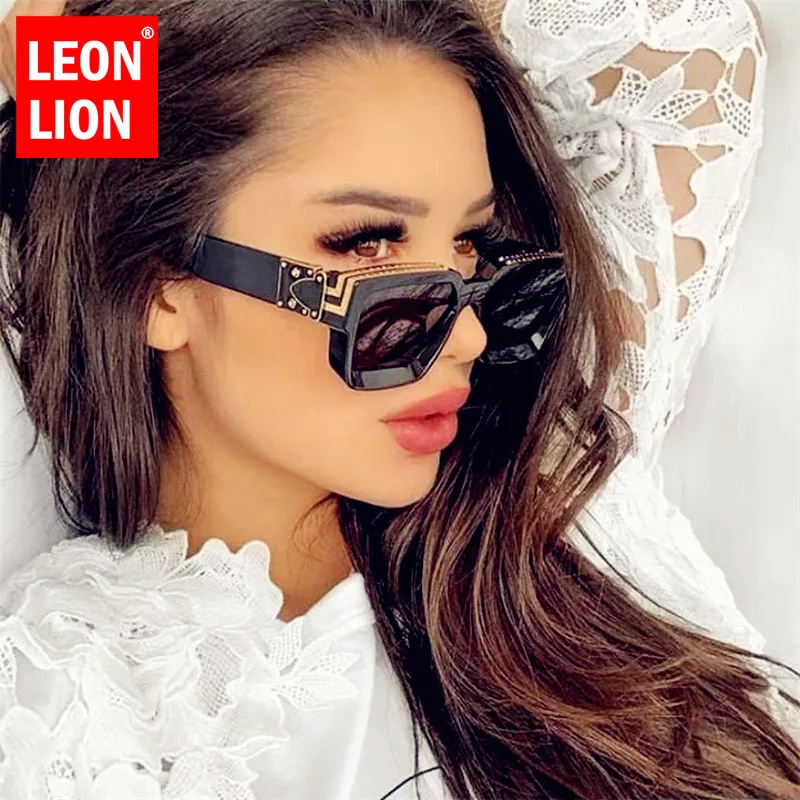 

LeonLion Square Retro Sunglasses Women 2021 Luxury Brand Sunglasses Women Mirror Sun Glasses Men Eyewear Oculos De Sol Feminino