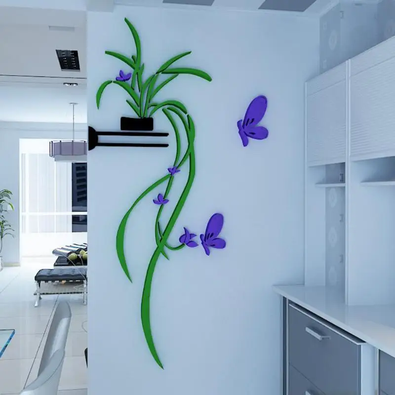 DIY Vase Flower Tree Crystal Arcylic 3D Wall Stickers Decal Home Decor | Дом и сад