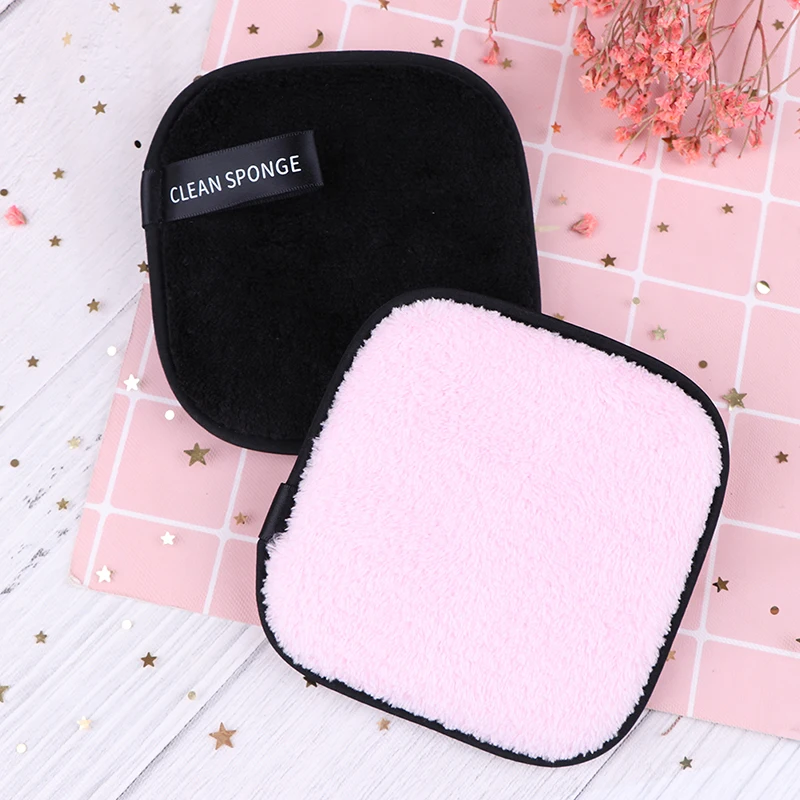 

1pc Soft Microfiber Makeup Remover Towel Face Cleaner Fashion Soft Reusable Plush Puff Cloth Pad Square Shape