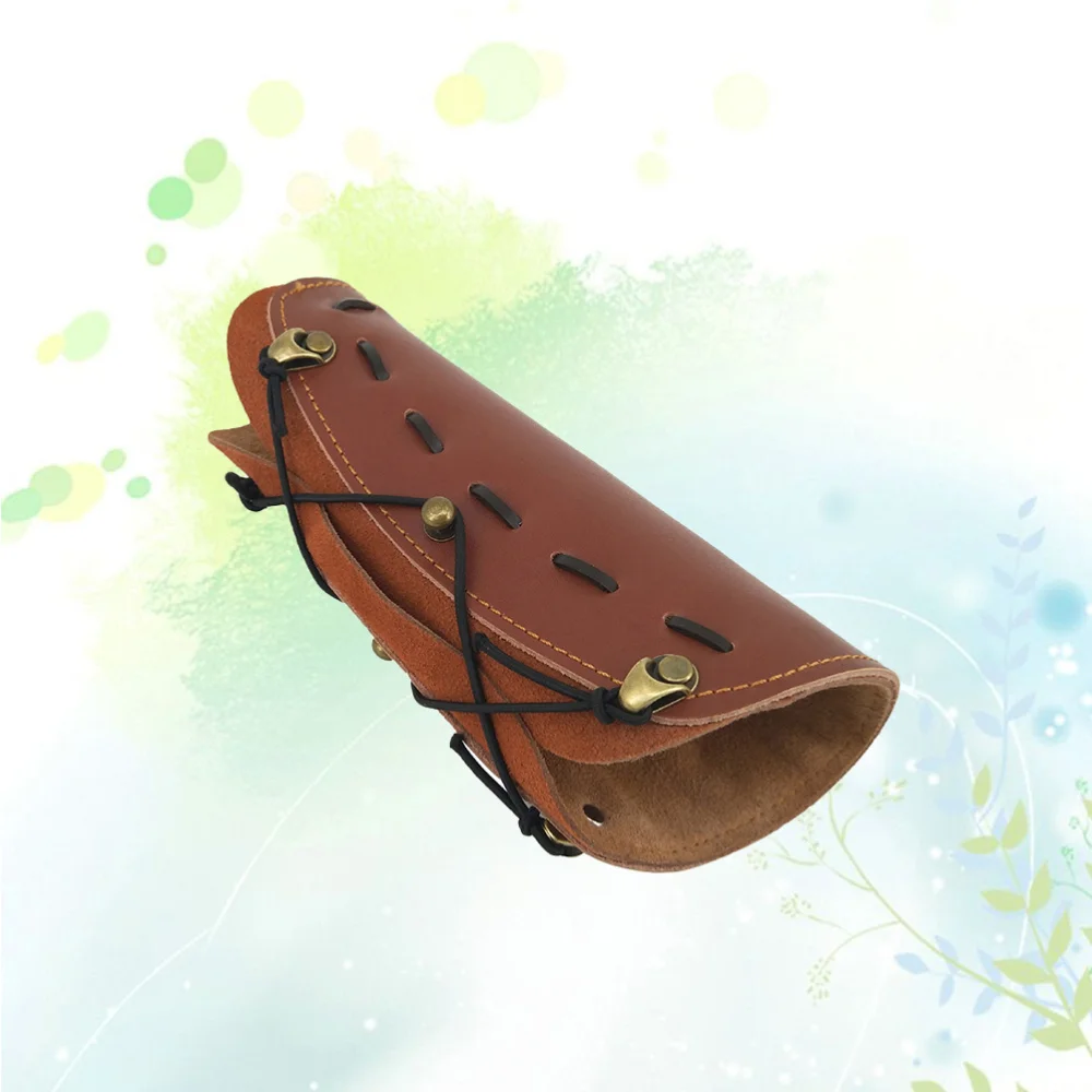 

Traditional Cow Leather Safe Strap Armband Adjustable Archery Arm Guard Accessory for Protection