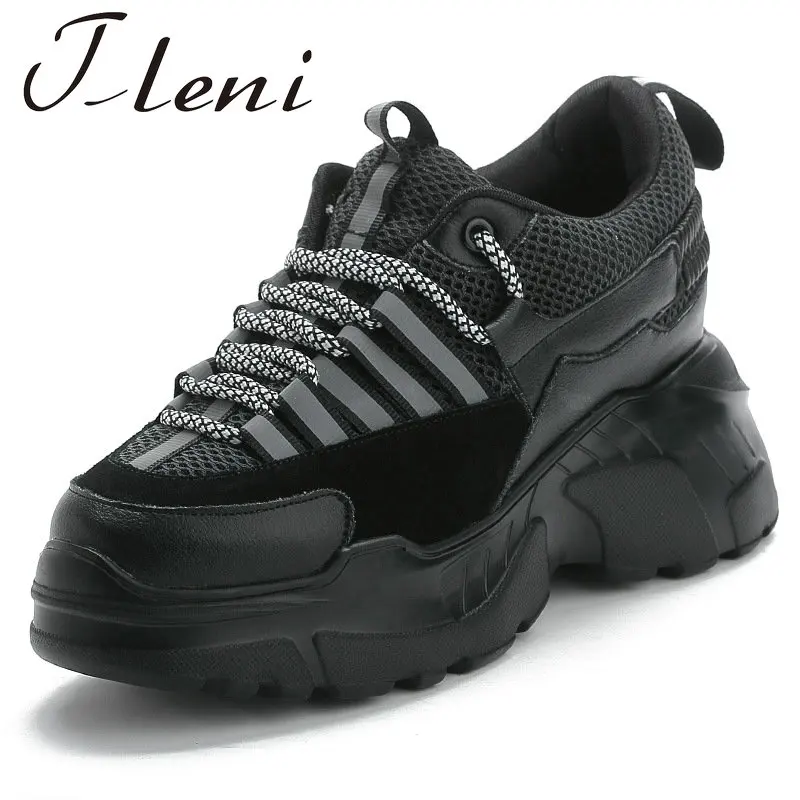 High quality autumn sports shoes women thick bottom Korean version of sponge cake increased leather female running ZZ-229 | Спорт и