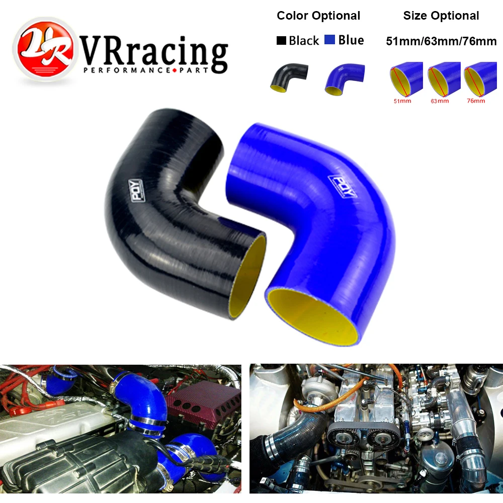 

Black / Blue 2.0" 51mm / 2.5'' 63mm / 3'' 76mm 90 Degree 45 Degree Elbow Silicone Hose Pipe Turbo Intake
