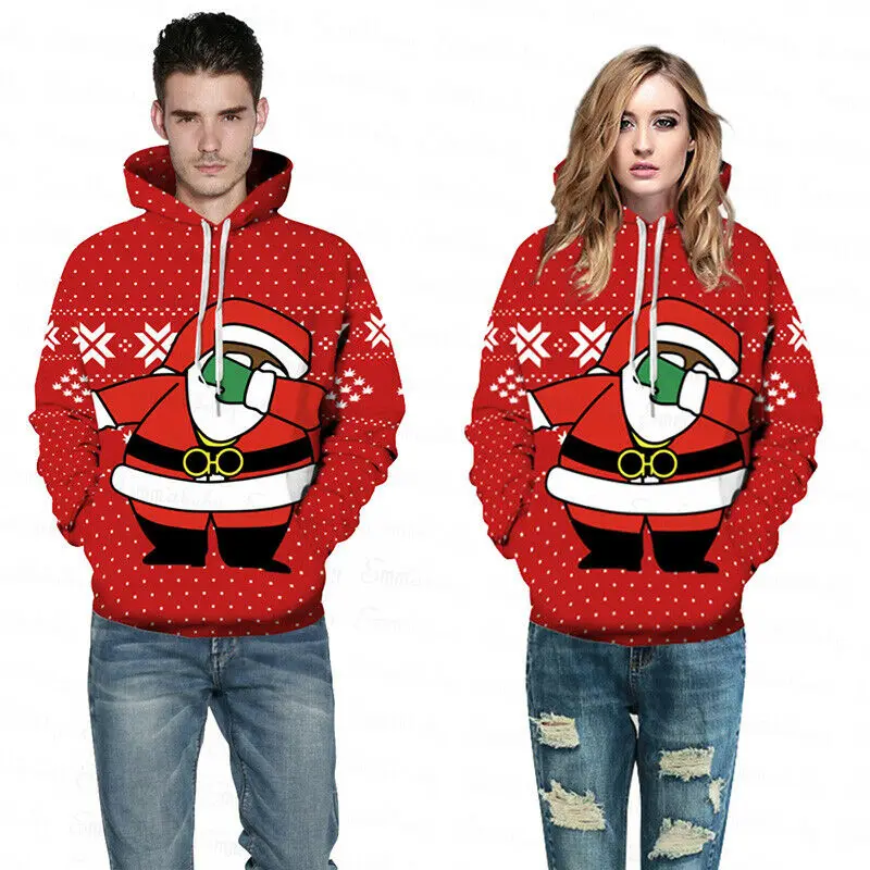 Новинка 2019 Рождественская Толстовка с капюшоном для мужчин и женщин свитшот