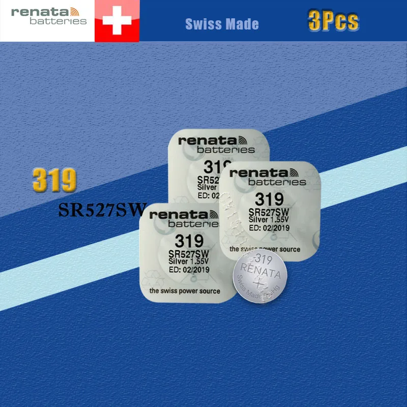 3xrenata батарея для часов с серебристыми оксидными часами 319 SR527SW 527 1 55 V 100%