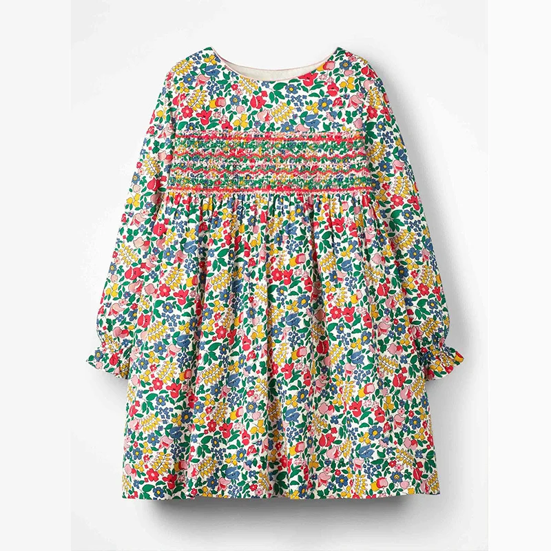 S0517 same picture Little maven 2-7Years Детские Дети Девушки Животных Аппликация Платье для Детей Дети Малышей Девушки С Длинным Рукавом Элегантное Платье Осени - Цвет: S0517 same picture