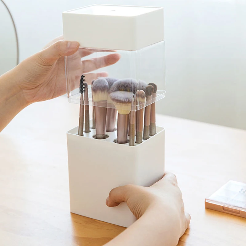 

Dust-proof Makeup Brush Holder Cosmetics Storage Box Desktop Pen Lipstick Beauty Brush Eyebrow Pencil Container Home Organizer