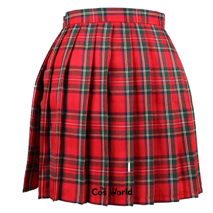 Red Green Plaid XS-3XL для девочек, японская летняя плиссированная юбка с высокой талией, клетчатая юбка, женское платье, школьная форма JK - Цвет: Red Green Plaid