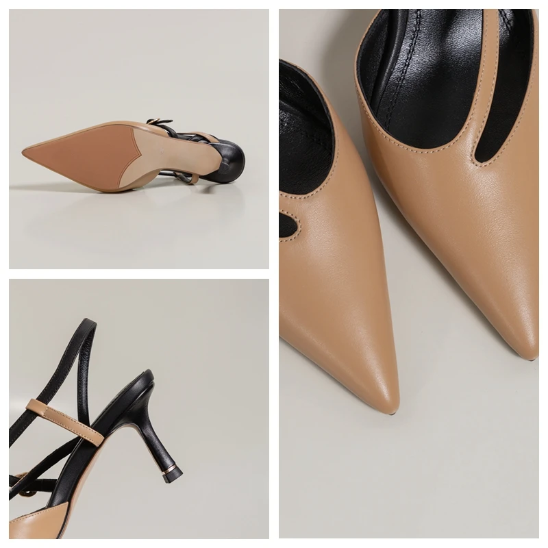 

ORCHA LISA New 2021 Women Sandals Pointed Toe 6.3cm Thin Heels Genuine Leather Buckle Sexy Stylish Vintage Big Size 41 B2413