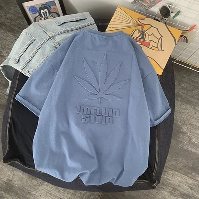 В Корейском стиле мужские прилив бренд лето листьев с короткими рукавами ins диких