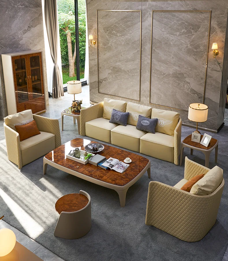 Диван для гостиной из натуральной кожи 1 + 2 3 места|Диваны гостиной| |