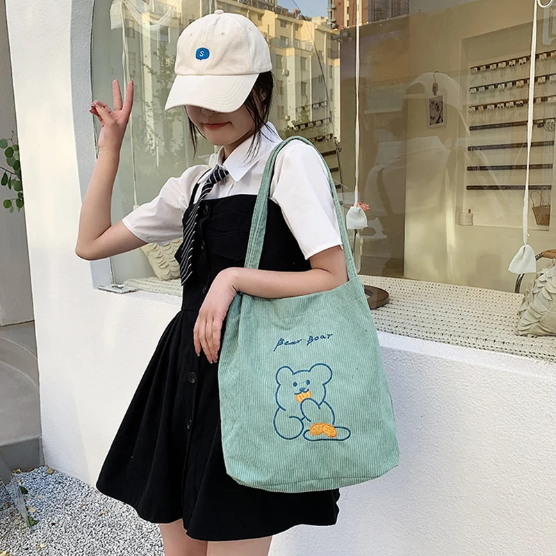 

Bags for Women 2021 Corduroy Shoulder Bag Reusable Shopping Bags Casual Tote Female Handbag for Number of Dropshipping