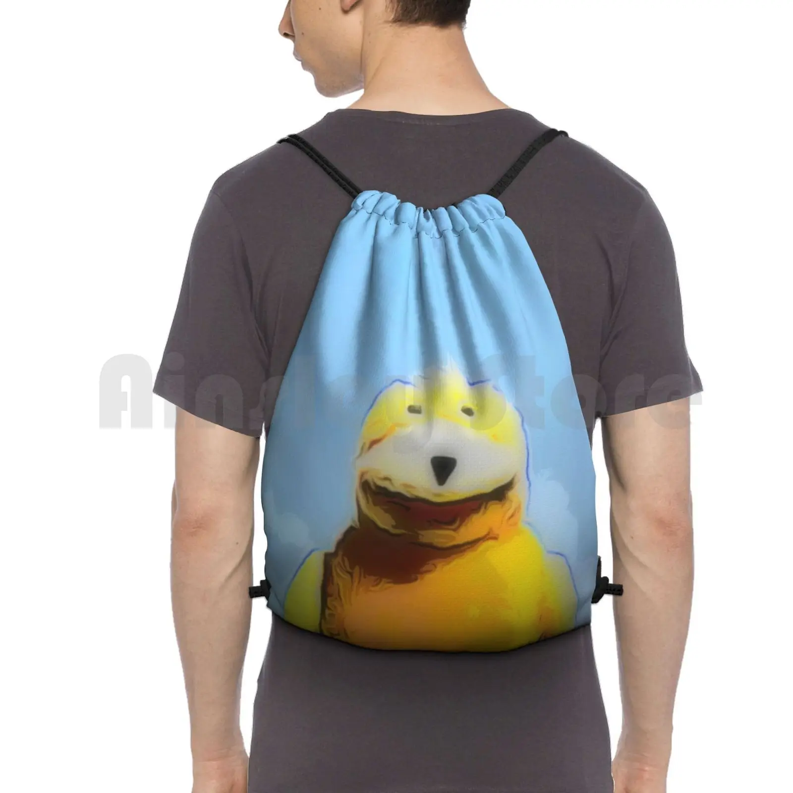 Flat Eric Backpack Drawstring Bags Gym Bag Waterproof Music Dance Techno Decks 90S Nineties 1990S Puppet Teddy Flat Eric