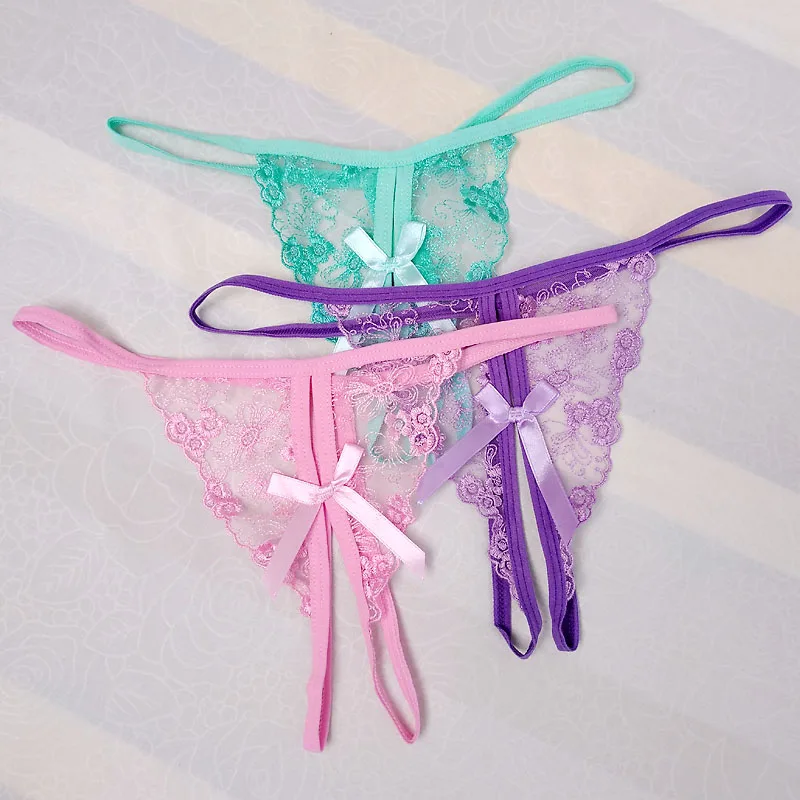 Кружевные трусики с открытой промежностью стринги Т-образным ремешком мужское