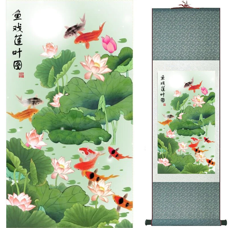 

Fish painting Chinese traditional art painting scroll art paintings wedding decoration painting2019090413