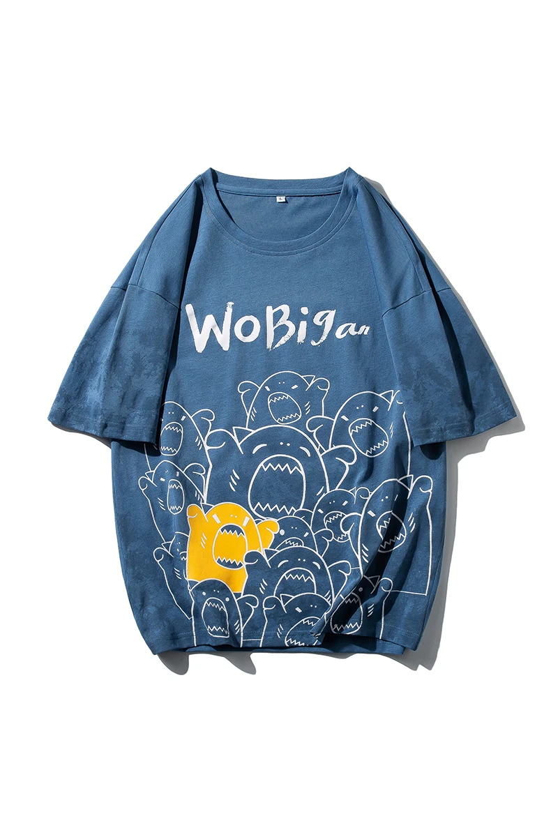 

Pure Cotton T-shirt Men's Short-sleeved Tide Brand Trend Ins Summer New Half-sleeved T-shirt Loose Cartoon Student Clothes