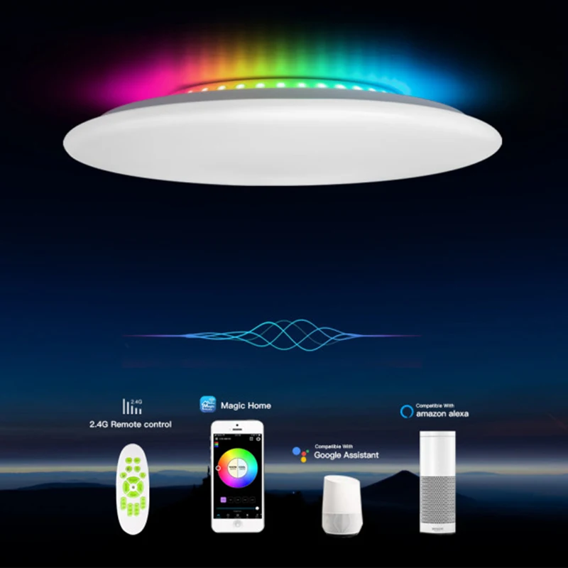 

LED Ceiling Lamp Wifi Smart Ceiling Light RGB Dimmable Music Ceiling Light Remote Voice Control For Smart Home Work With Google