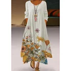 Женское длинное вечернее платье, с цветочным принтом, в стиле бохо