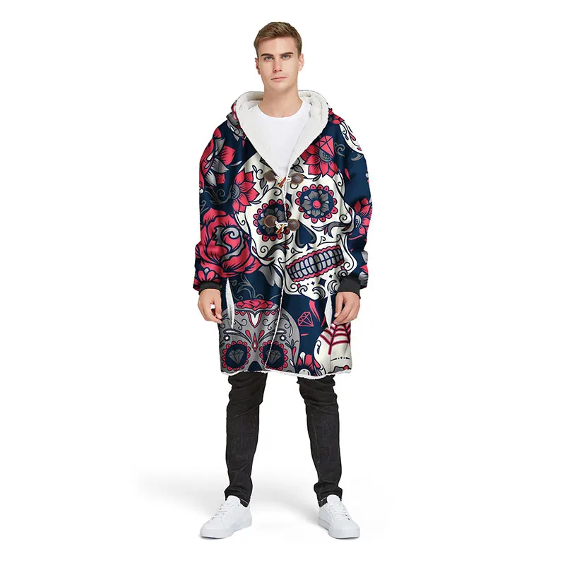 3D Розовый сахар искусственное красное и синее сахарное череп носимое одеяло с