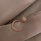 Хит продаж простые геометрические висячие серьги блестящие белые циркониевые серьги-висюльки с Луной для женщин модные ювелирные изделия