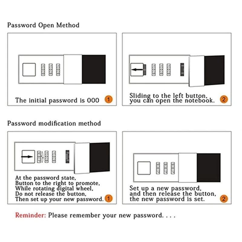 

A6 Refillable Journal Password with Lock Diary PU Material Combination Lock Journal Combination Lock Diary
